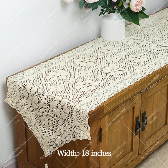 Elegant Crochet Table Runner: Handmade Rustic Dresser Scarf - Etsy