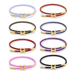 New stainless steel wire rope bracelet 3D hard gold with rope bracelet adjustable H bracelet titanium steel waterproof bracelet