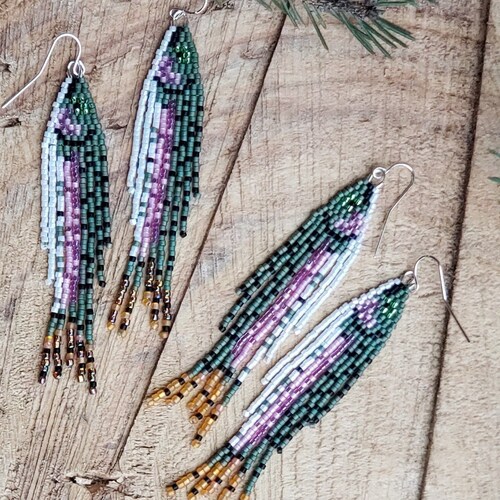 Rainbow Trout Earrings Etsy