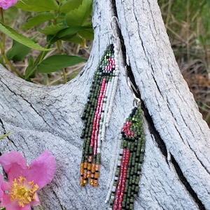 Fish Earrings / Steelhead / Rainbow Trout/ Dangle / Beaded