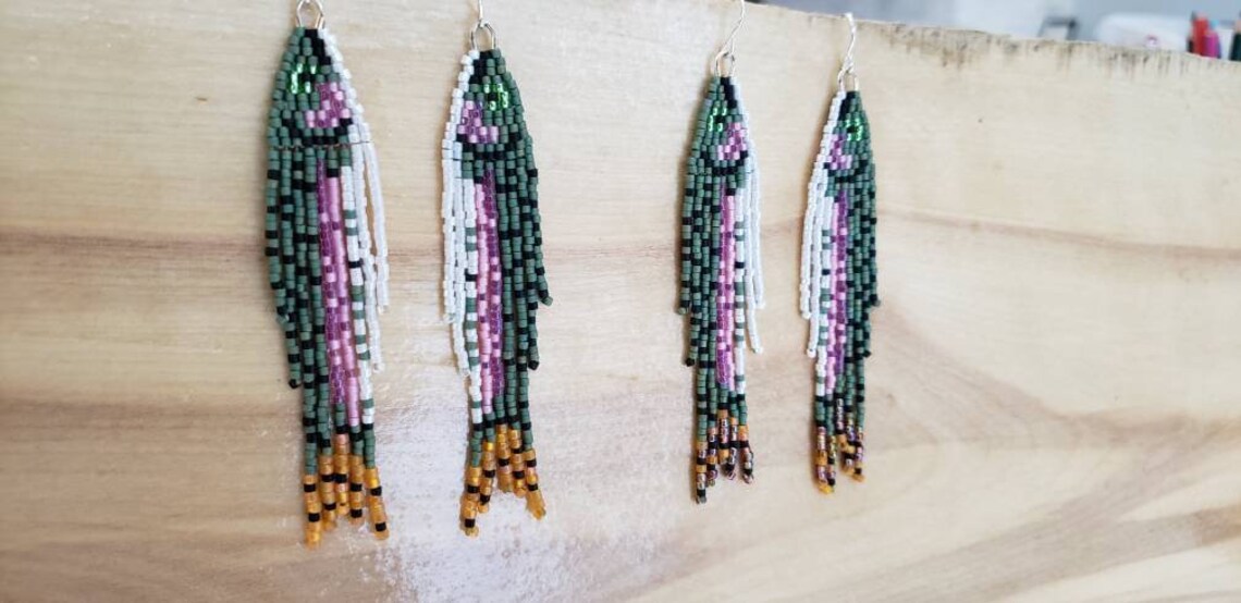 Rainbow Trout Earrings Etsy