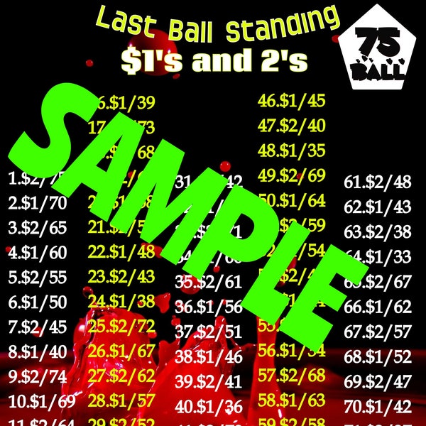 1's and 2's | Last man standing | Bingo numbers 1-75 | Bingo Boards