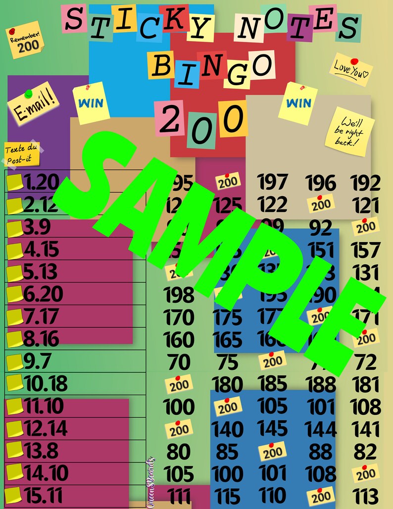 3 Pack 200 WTA Bingo Boards Bingo Lines 115 Pick Your Pay Etsy