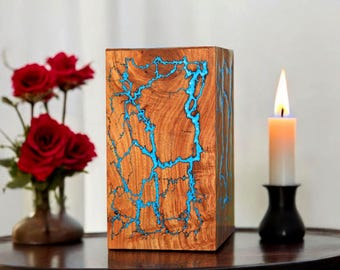 Fractal Burn Rosewood Cremation Urn: Memorial Ashes Box