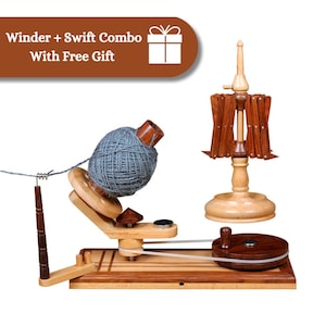 Yarn winder and swift combo Hand-operated Ball winder Knitter&#39;s Gifts, Handcrafted Skein winder for Knitting Christmas day gift for Mom