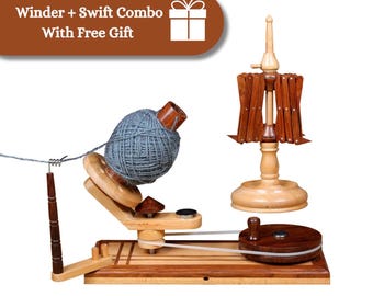 Combo de bobinadora de hilo y bobinadora de bolas manual. Regalos para tejedores. Bobinadora de madejas artesanal para tejer. Regalo de Navidad para mamá.