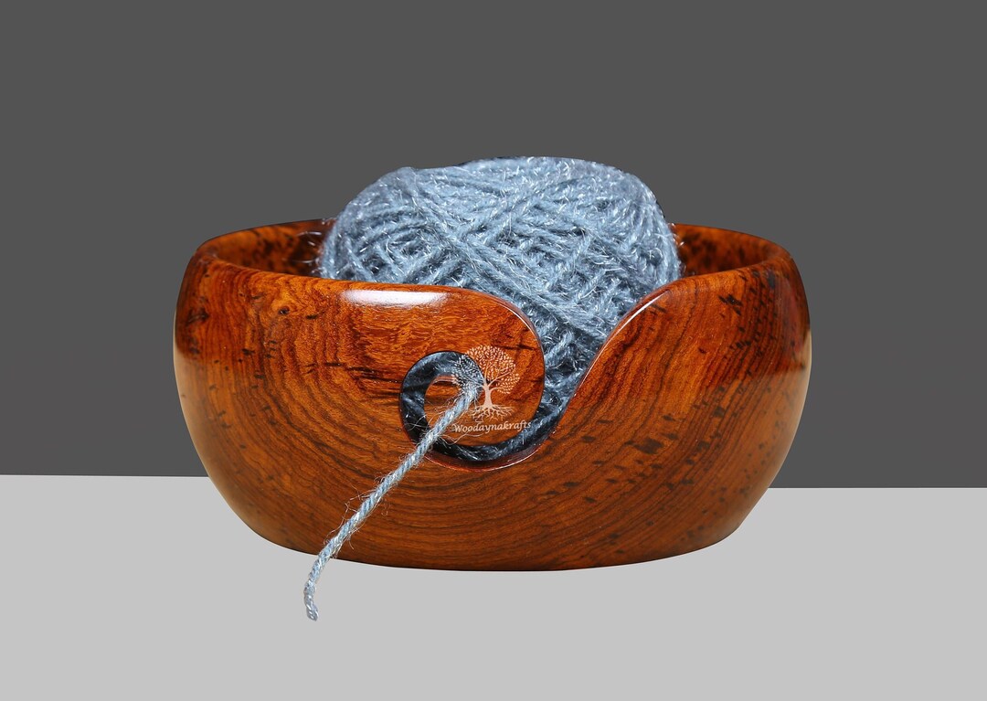 Rosewood Yarn Bowl Handmade Wooden Yarn Bowls for Knitting & Crocheting