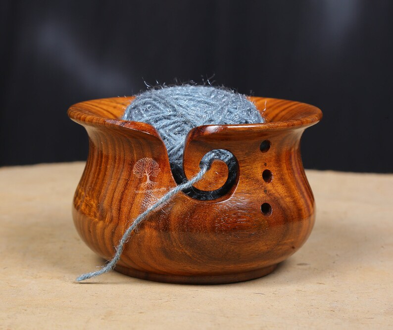 Handmade Rosewood Yarn Storage Bowl for Knitting & Crocheting Etsy