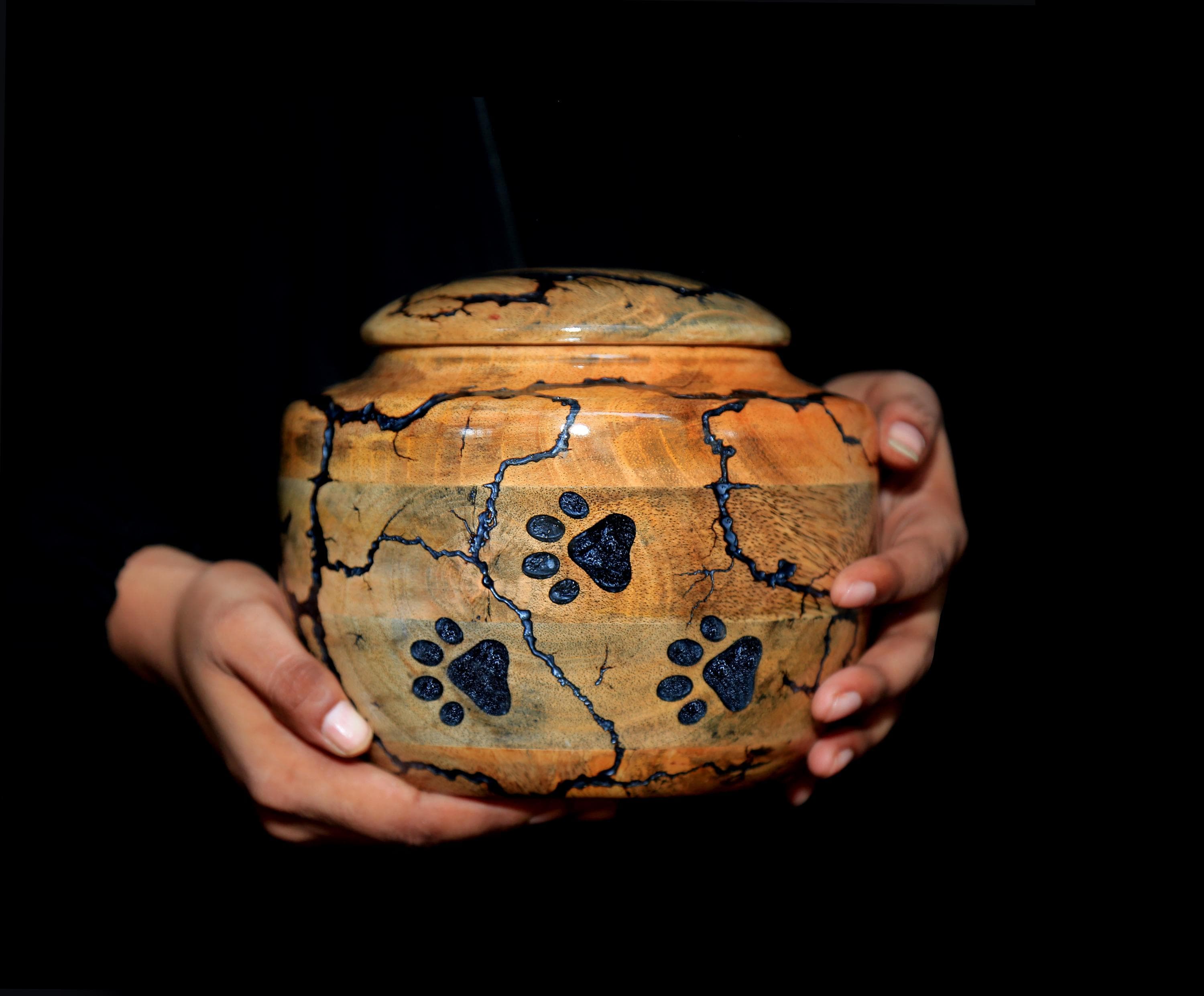 Urna Per Gatto In Legno | Forma Gatto Che Dorme | Urna Ceneri Animali Domestici | Nero - Foto 7