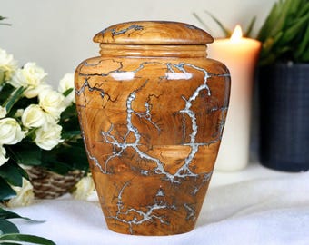 Wooden Cremation Urn for Huamn Ashes, Fractal Burn Urn For Pets Ashes Box, Remembrance Keepsake Urn For Dog Ashes, Loss of Pet Sympathy Gift