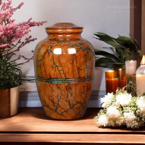 Wooden Urn For Human Ashes, Fractal Burning Keepsake Urn For Pets Ashes Box, Cremation Urn Threaded Lid Funeral Box For Dog Ashes