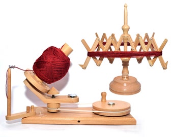 Garnwickler und Swift Combo Handbetriebener Ballwickler Knitter's Gifts Center handgefertigter Strangwickler zum Stricken von Weihnachtsgeschenken
