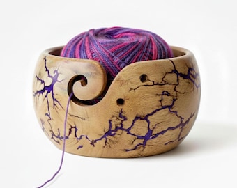 Handgemachte Garnschüssel aus Holz: Lichtenberg Strickschüssel aus Harz