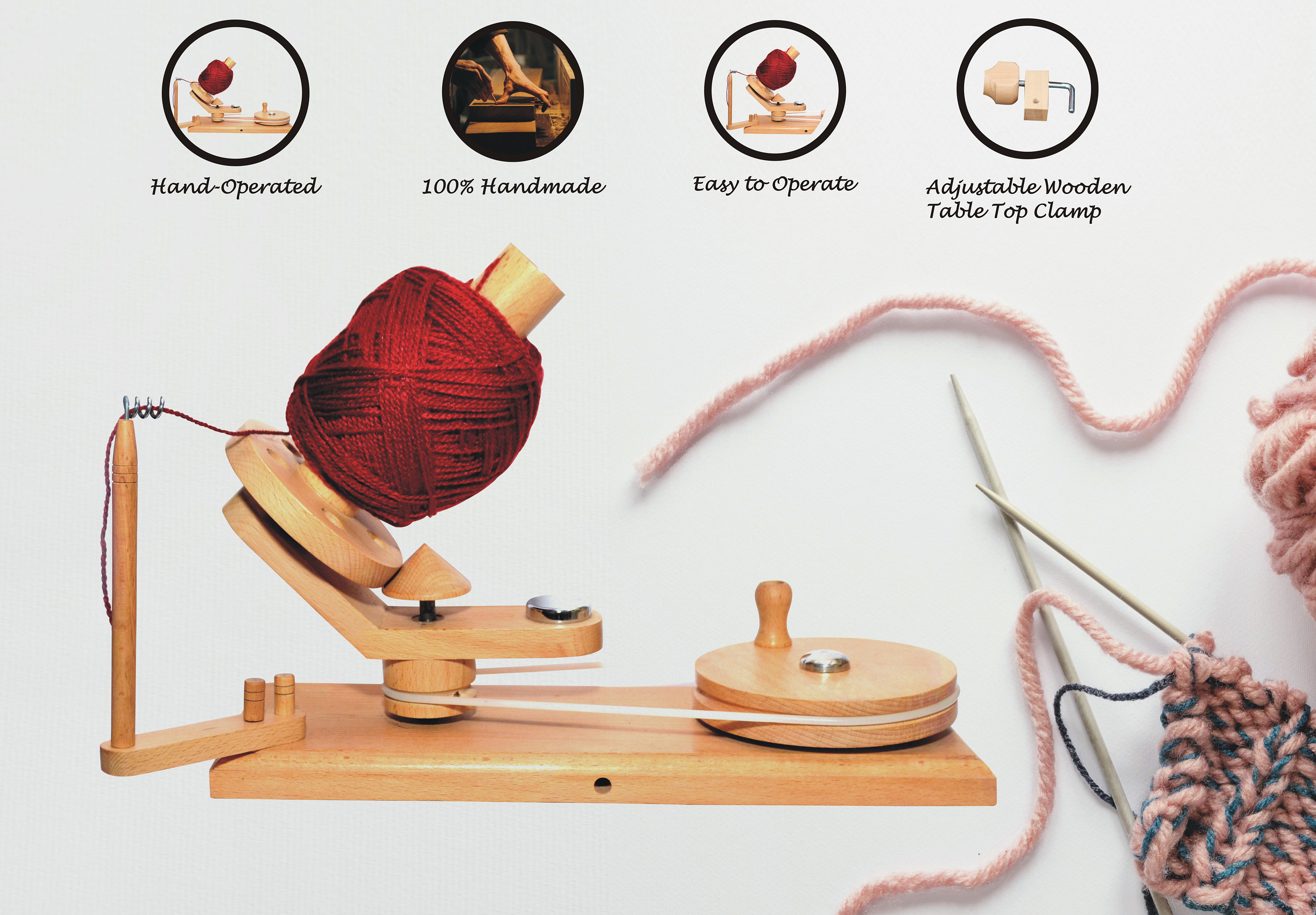 Yarn Winder and Swift Yarn Winder Combo Handoperated Ball Winder