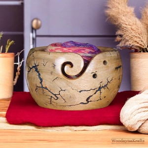 Yarn Bowl Wooden, Lichtenberg Resin/Wooden Large Yarn Bowl for knitting, Yarn Bowl For Yarn Holder, Yarn Storage Bowl Best Gift