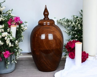 Handmade Rosewood Cremation Urn: Wooden Box for Ashes