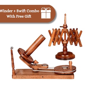 Wooden Yarn Winder and Yarn Swift Combo, Hand-operated Ball Winder, Handmade Knitter&#39;s Gifts Large Winder - Perfect Christmas Gift for Mom