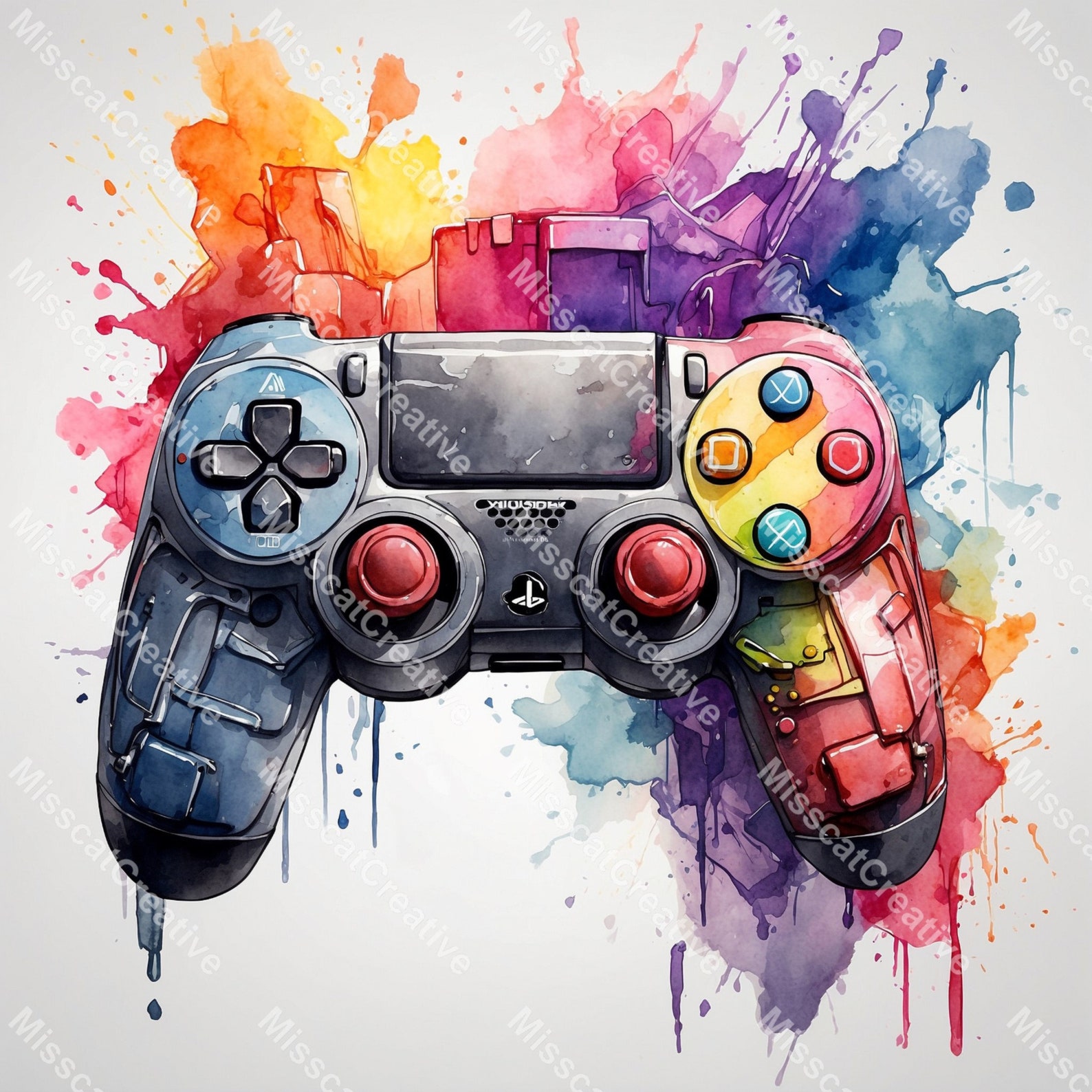 Game Controller Clipart, Watercolor Gamer PNG, Video Game Clipart ...