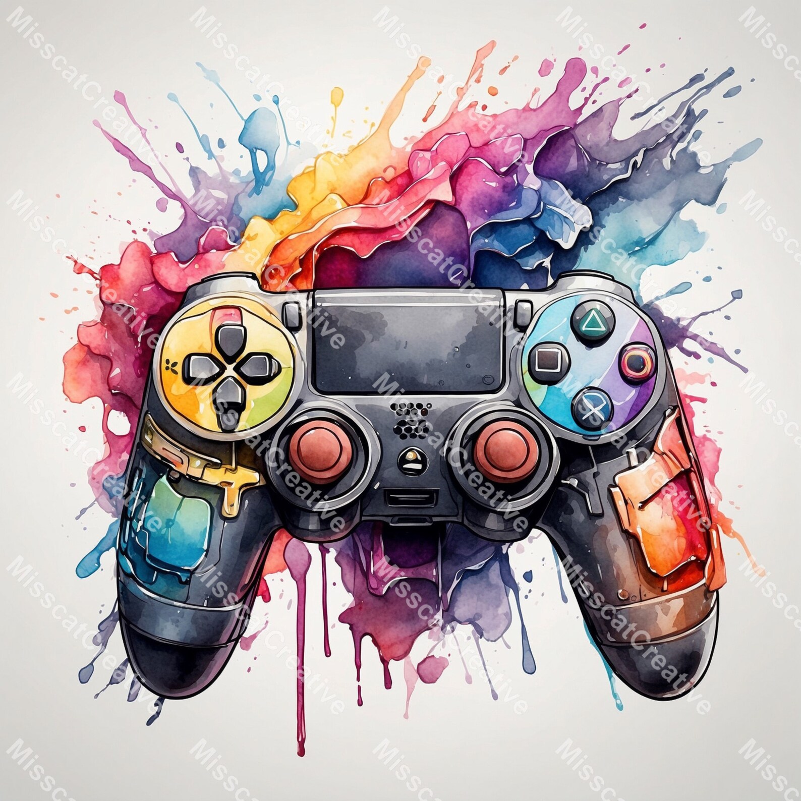 Game Controller Clipart, Watercolor Gamer PNG, Video Game Clipart ...