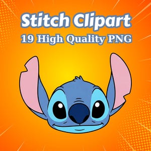 Cute Stitch PNG Clipart, 19 High Quality Digital Files, Cartoon Poses, Instant Download, Transparent Background