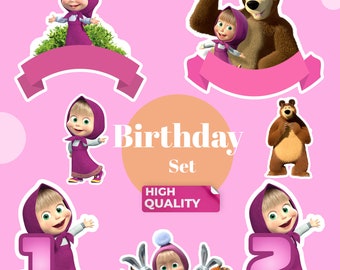 Masha and the Bear Clipart, Masha y el Oso PNG, Sublimation Cricut, Iron On T-Shirt, Transparent PNG 300 DPI, Instant Download Digital Files