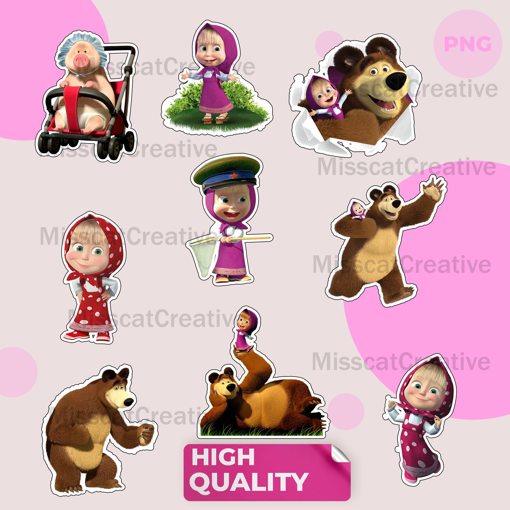 Masha and the Bear Clipart, Cake Topper, Birthday Party Supplies, Printable Party Decorations, Digital PNG Files - Etsy masha-and-the-bear-clipart-cake-topper-birthday-party-supplies-printable-party-decorations-digital-png-files-etsy