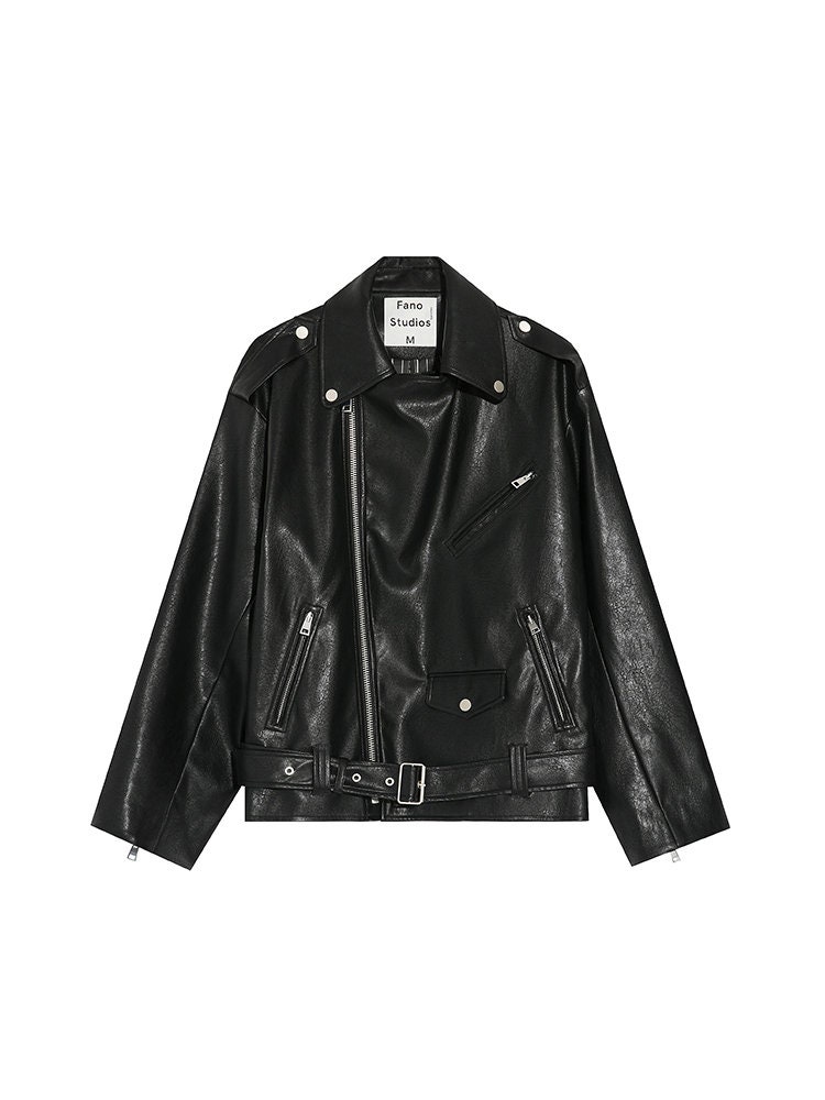 Spring New Casual Loose Leather Jacket Oversized Windbreaker - Etsy