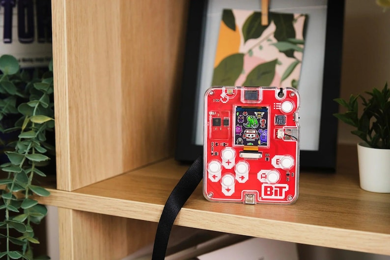 CircuitMess Bit 2.0 on a shelf