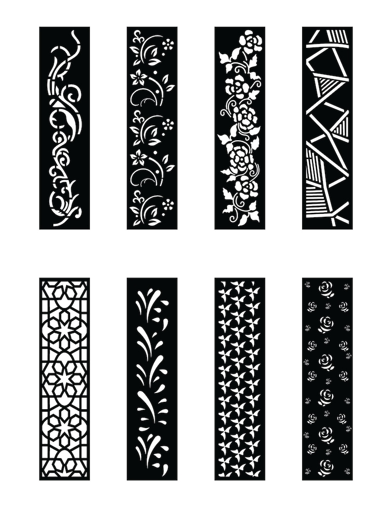 8 Design Set, Jali Design for Graphic and Plywood, Partition, Cnc Router Design Foamsheet, Acrylic and CNC Machine Cutting, EPS File.
