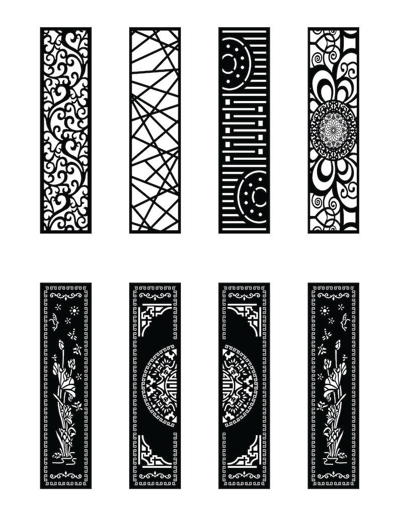 8 Design Set, Jali Design for Graphic and Plywood, Partition, Cnc Router Design Foamsheet, Acrylic and CNC Machine Cutting, EPS File.
