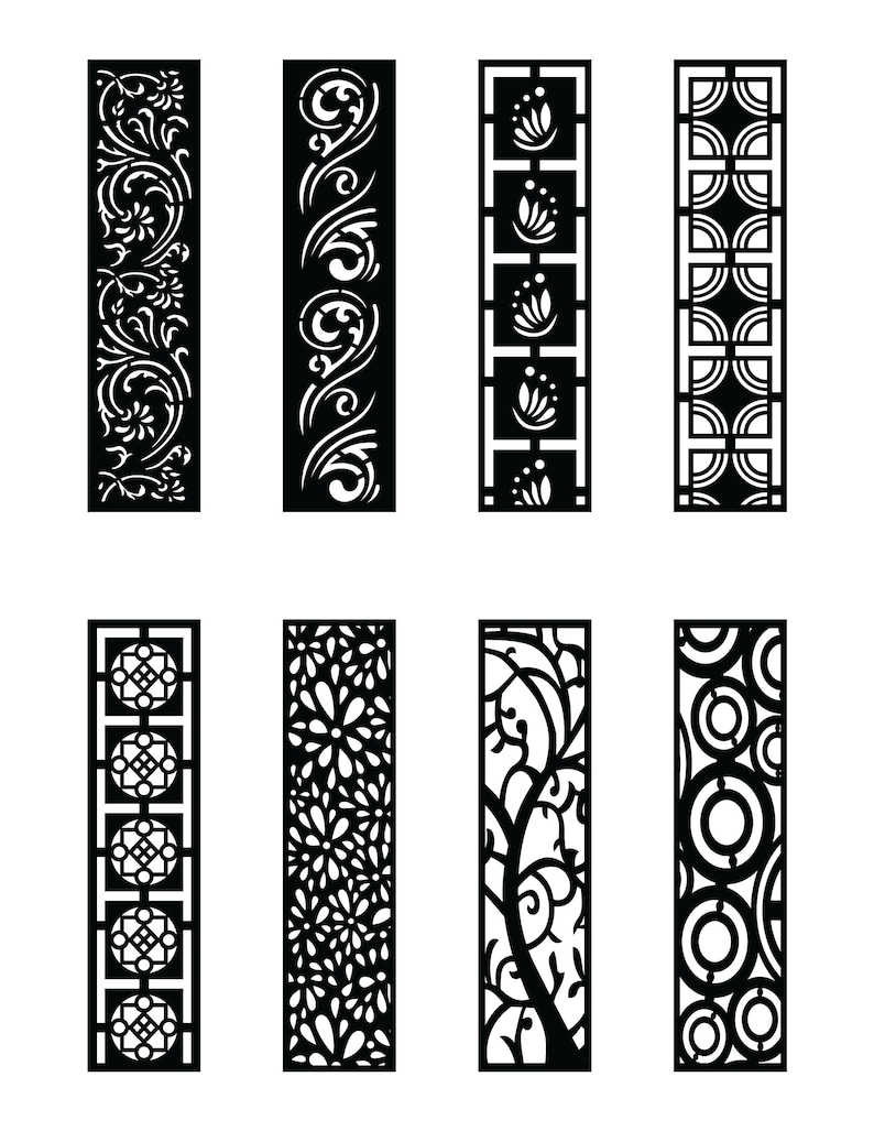 8 Design Set, Jali Design for Graphic and Plywood, Partition, Cnc Router Design Foamsheet, Acrylic and CNC Machine Cutting, EPS File.
