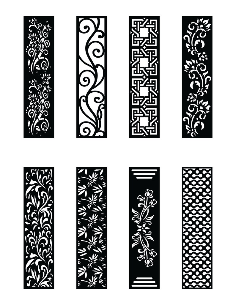 8 Design Set, Jali Design for Graphic and Plywood, Partition, Cnc Router Design Foamsheet, Acrylic and CNC Machine Cutting, EPS File.