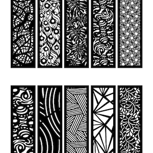 Pu&ograve; includere: Set di dieci disegni tagliati al laser in bianco e nero. I disegni sono geometrici e astratti, con motivi come vortici, onde e foglie. I disegni sono perfetti per creare schermi decorativi, divisori di ambienti o opere d'arte da parete.