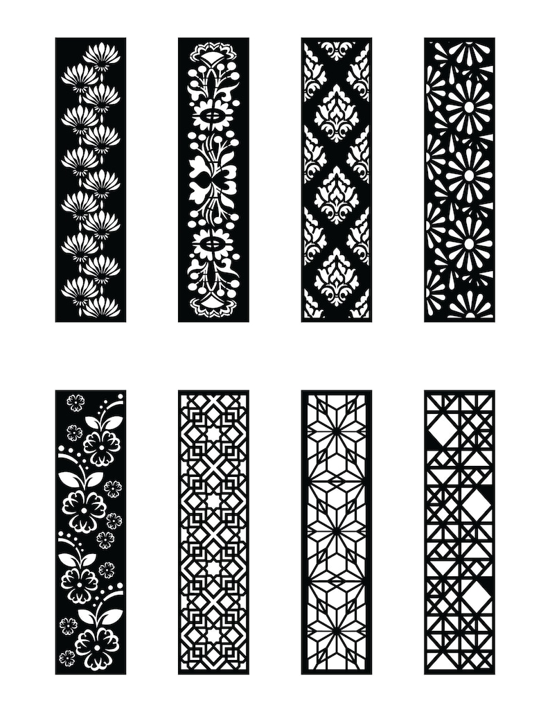 8 Design Set, Jali Design for Graphic and Plywood, Partition, Cnc Router Design Foamsheet, Acrylic and CNC Machine Cutting, EPS File.