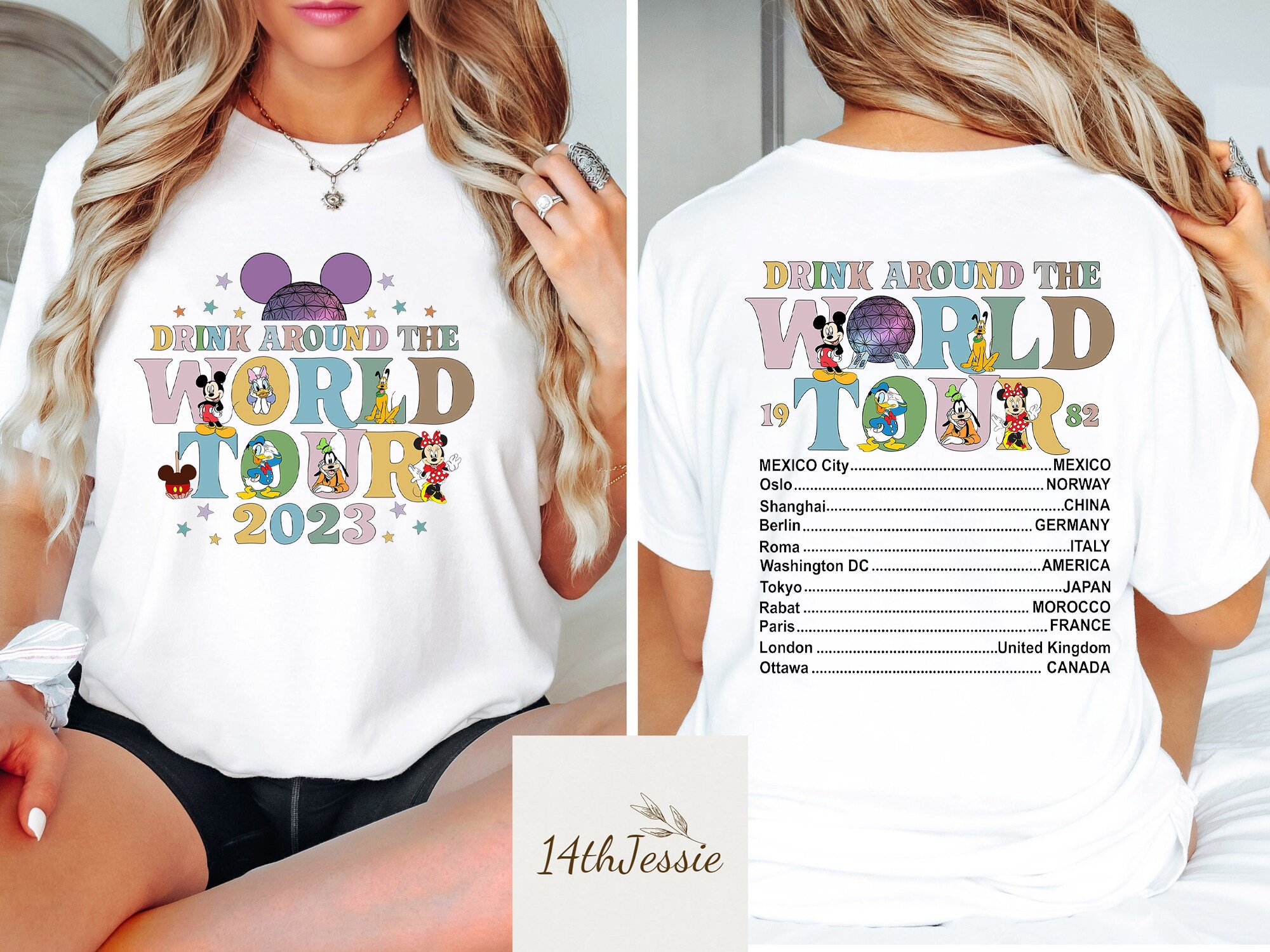 Discover Disney Epcot World Tour Shirtディズニー エプコット ワールドツアー 男女兼用 Ｔシャツ 記念品Family Vacation 2023