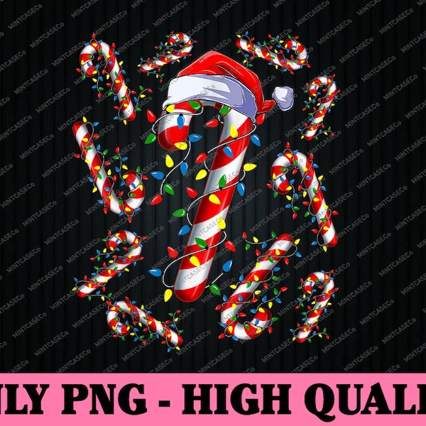 PNG ONLY Red and White Candy Cane Santa Christmas Png, Funny Xmas Candy Cane Lights Png, Christmas Png, Digital Download