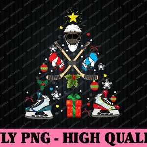 Hockey Christmas Tree Png, Joueur de hockey sur glace Noël Png, Athlète de hockey sur glace Noël Png, Noël Png, Téléchargement numérique