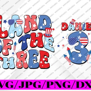 Terra personalizzata dei tre compleanni Svg, personalizzato 4 luglio 3° compleanno Kid Svg, Independence Day Png, download digitale