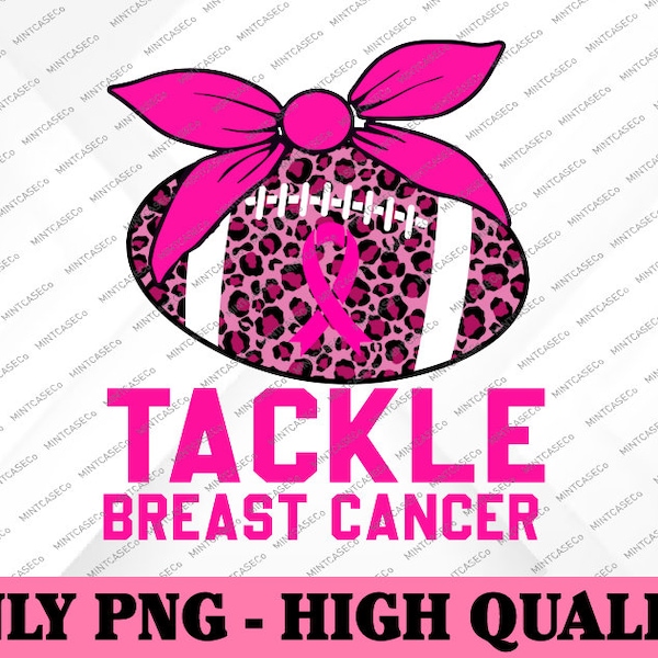 Tackle Football Pink Ribbon Breast Cancer Awareness Png, Tackle Leopard Cancer Awareness Png, Cancer Awareness Png, Digital Download