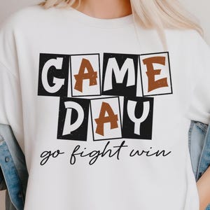 Game Day Svg, Go Fight Win Football Shirt Design For Cheerleaders And Moms, Sports Season Cricut Cut File