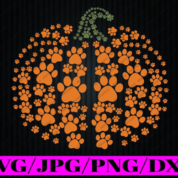 Paw Pumpkin Svg, Pumpkin Dog Halloween Svg, Retro Pumpkin Halloween Svg, Happy Halloween Png, Digital Download