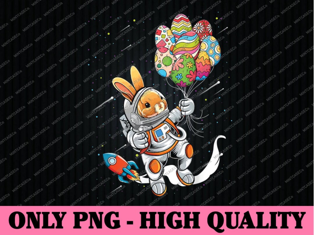 Easter Day Astronaut Bunny Rabbit Egg Png Cute Bunny Etsy