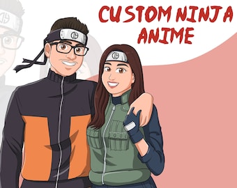 SALE! Draw You in Anime Style | (DIGITAL FILE) Personalized Gift, Couple, Christmas, Halloween Gift, Mothers day, etc.