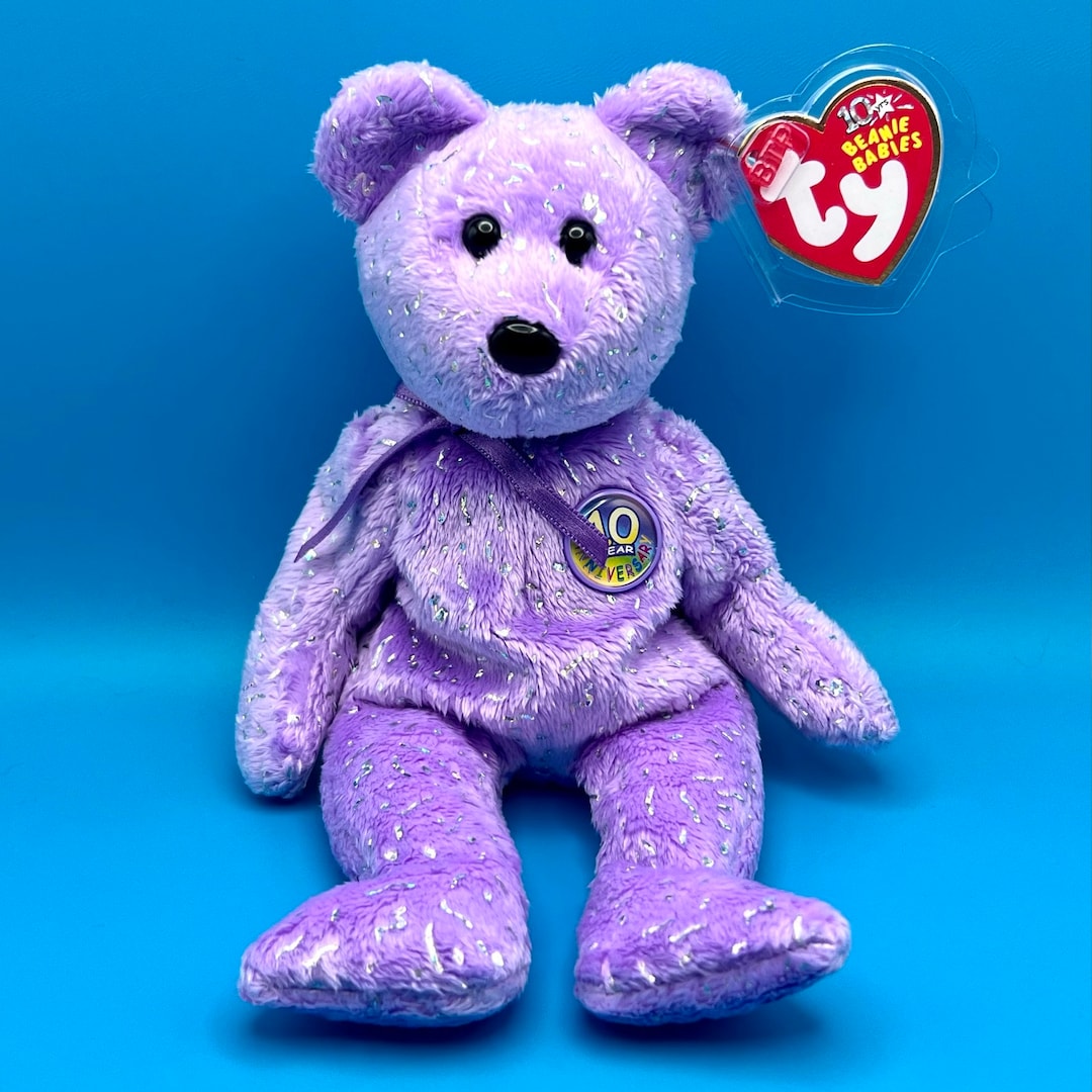 Buy TY Beanie Baby DECADE the Bear purple Version 8.5 Inch Online