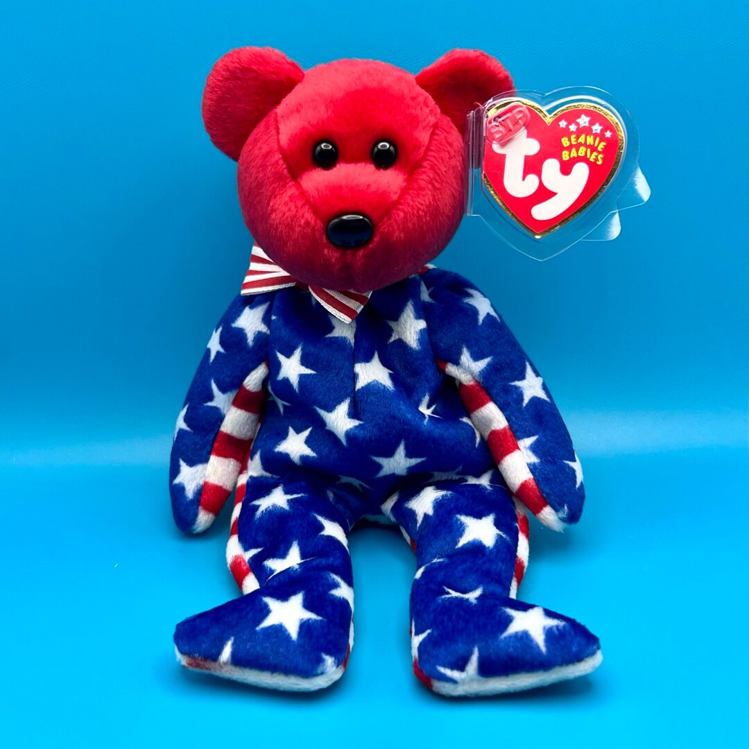 TY Beanie Baby LIBERTY the Bear red Head Version 8.5 Inch Etsy