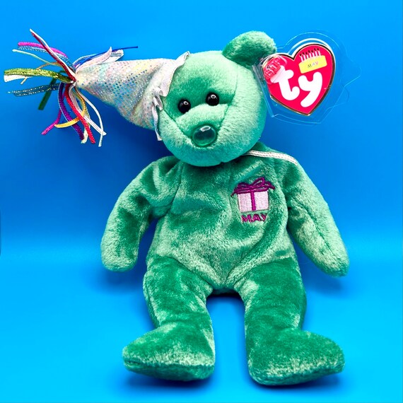 TY Beanie Baby MAY the Teddy Birthday Bear (w/ hat) inch)