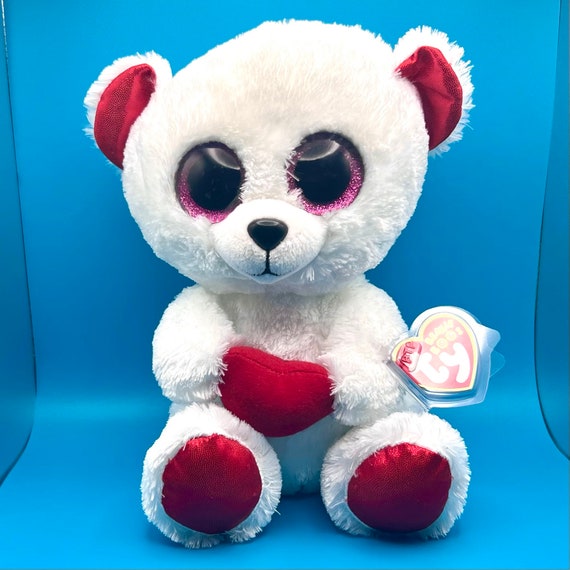 TY Beanie Boos CUDDLY BEAR (Glitter Eyes) (Medium Size inch)