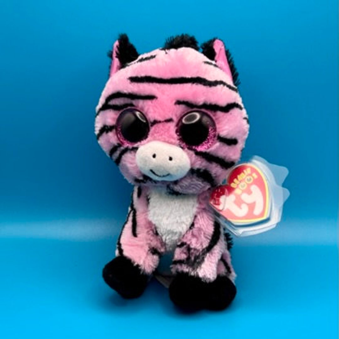 TY Beanie Boos ZOEY the Pink Zebra glitter Eyes regular Size 6