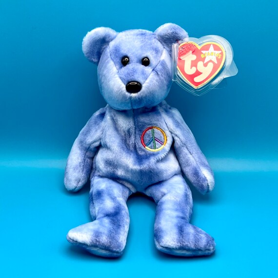 TY Beanie Baby PEACE 2003 the Bear (Open Symbol Version) (Blue Version)  inch)