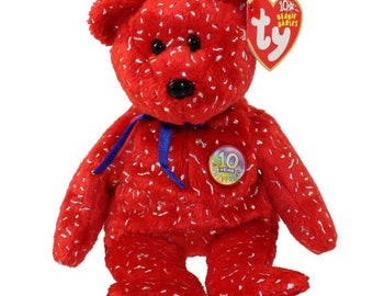 TY Beanie Baby - DECADE the Bear (Red Version) (8.5 inch)